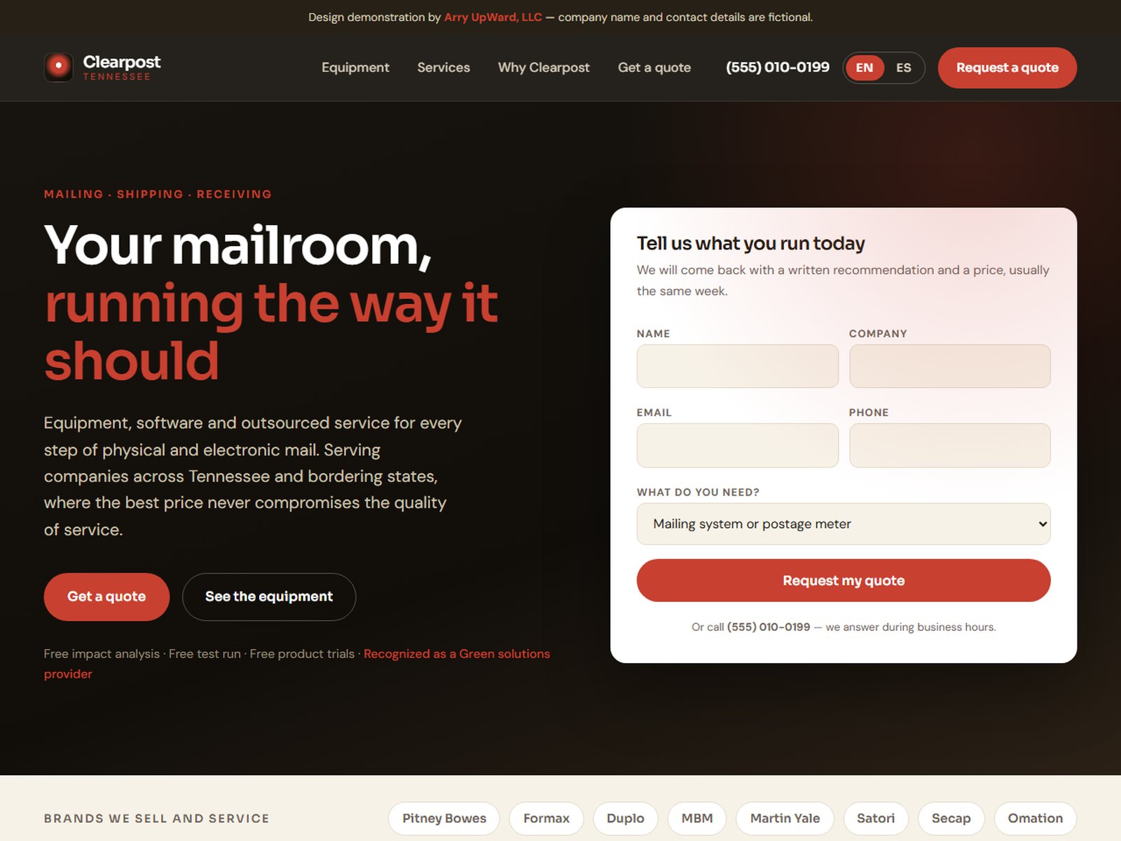 A secure, mobile-ready site for a mailing equipment dealer